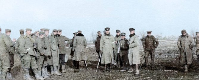 German and British soldiers together in No Man&rsquo;s Land during the Christmas Truce of 1914