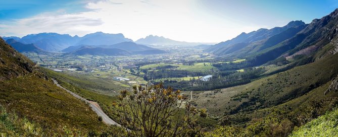 The Franschhoek valley in South Africa's Cape Winelands