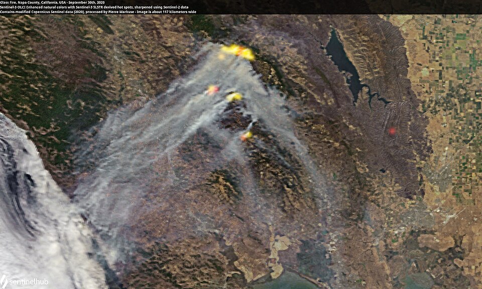 The Glass Fire burning in Napa County, September 2020