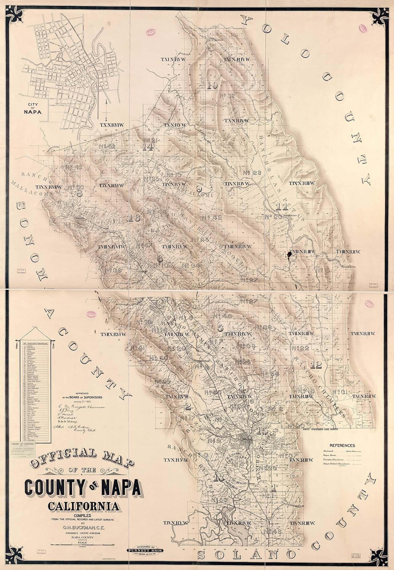 Official historical map of Napa County, California